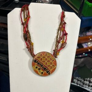 Chico’s Autumn Colors Medallion & Beads necklace